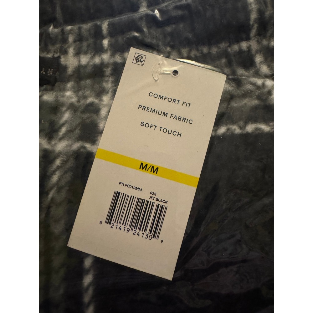 Perry Ellis Portfolio Mens Plaid Textured Fleece Pajama Pants, Jet Black, M, NWT - Picture 3 of 4